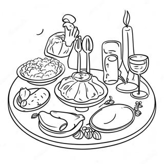 Joyful Shabbos Dinner Table Coloring Page 23274-18845