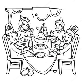 Joyful Shabbos Dinner Table Coloring Page 23274-18846