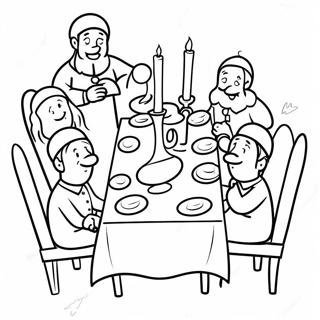 Joyful Shabbos Dinner Table Coloring Page 23274-18847