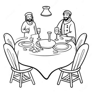 Joyful Shabbos Dinner Table Coloring Page 23274-18848