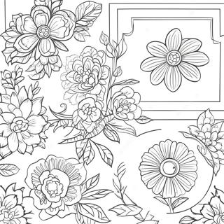 Chinoiserie Floral Pattern Coloring Page 23313-18872