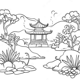 Chinoiserie Garden Scene Coloring Page 23314-18878