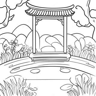 Chinoiserie Garden Scene Coloring Page 23314-18879