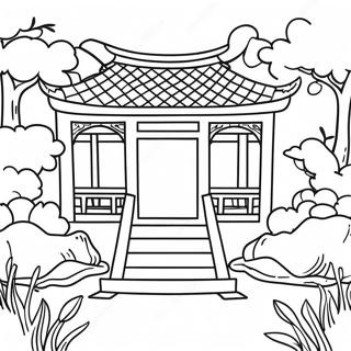 Chinoiserie Garden Scene Coloring Page 23314-18880