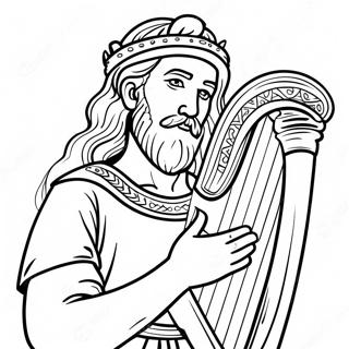 Brave King David With A Harp Coloring Page 23414-18957