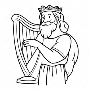 Brave King David With A Harp Coloring Page 23414-18958