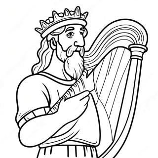 Brave King David With A Harp Coloring Page 23414-18959