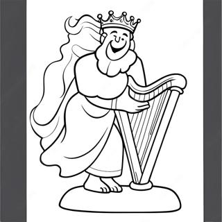 Brave King David With A Harp Coloring Page 23414-18960