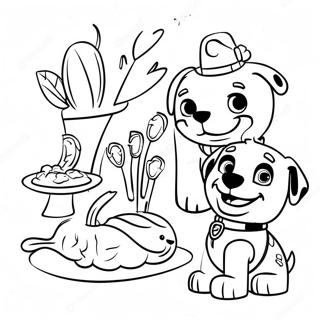 Paw Patrol Thanksgiving Dinner Coloring Page 23433-18974