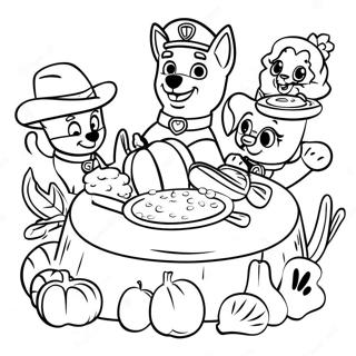 Paw Patrol Thanksgiving Dinner Coloring Page 23433-18975