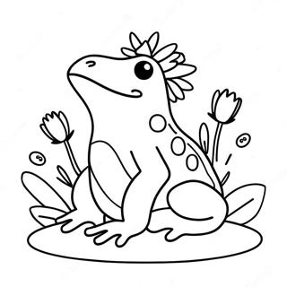 Frog With Flowers Coloring Page 23464-18997