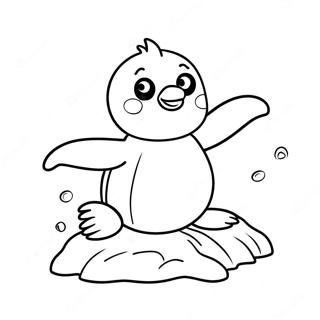 Cute Penguin Sliding On Ice Coloring Page 23474-19005