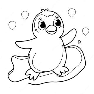 Cute Penguin Sliding On Ice Coloring Page 23474-19006