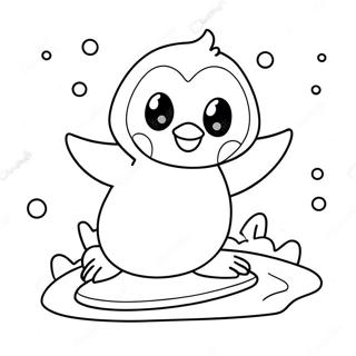 Cute Penguin Sliding On Ice Coloring Page 23474-19007