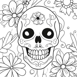 Creepy Skull With Flowers Coloring Page 23484-19017