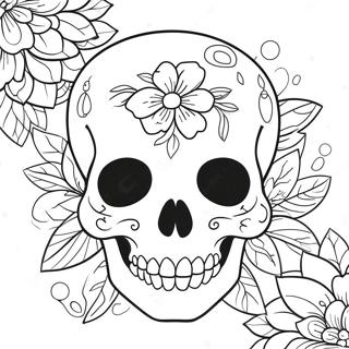 Creepy Skull With Flowers Coloring Page 23484-19018