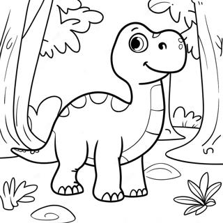 Cute Brontosaurus In A Forest Coloring Page 23514-19037