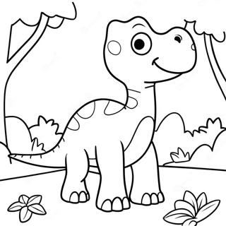 Cute Brontosaurus In A Forest Coloring Page 23514-19038