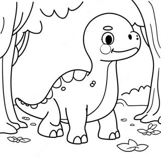 Cute Brontosaurus In A Forest Coloring Page 23514-19039