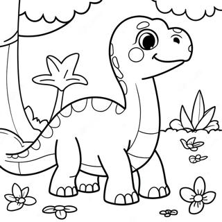 Cute Brontosaurus In A Forest Coloring Page 23514-19040