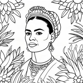 Frida Kahlo Portrait Coloring Page 2351-1991