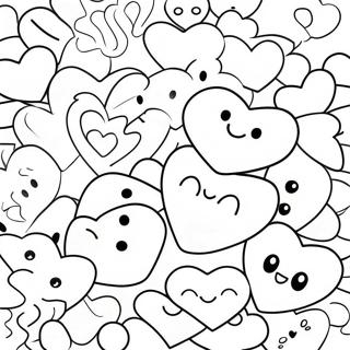 Cute Candy Hearts With Smiley Faces Coloring Page 23594-19098