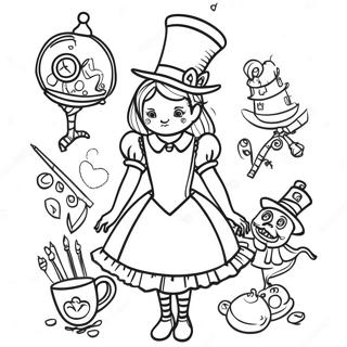 Steampunk Alice In Wonderland Coloring Pages