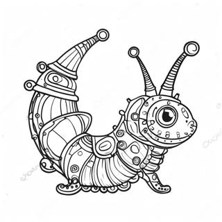 Whimsical Steampunk Caterpillar Coloring Page 23604-19106