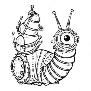 Whimsical Steampunk Caterpillar Coloring Page 23604-19107