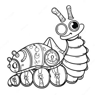 Whimsical Steampunk Caterpillar Coloring Page 23604-19108