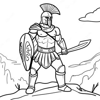 Fearless Spartan Soldier Coloring Page 23614-19121