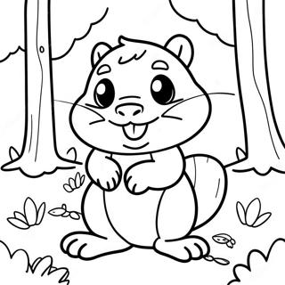 Happy Chipmunk In The Forest Coloring Page 23644-19140