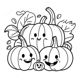 Cheerful Pumpkin Family Coloring Page 23684-19173