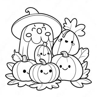 Cheerful Pumpkin Family Coloring Page 23684-19174