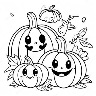 Cheerful Pumpkin Family Coloring Page 23684-19175