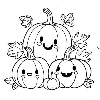 Cheerful Pumpkin Family Coloring Page 23684-19176