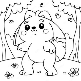 Cute Animals In A Forest Coloring Page 23734-19216