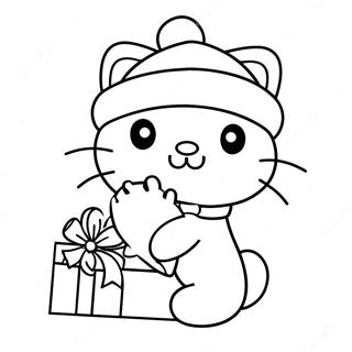 Festive Hello Kitty With Santa Hat Coloring Page 23764-19238