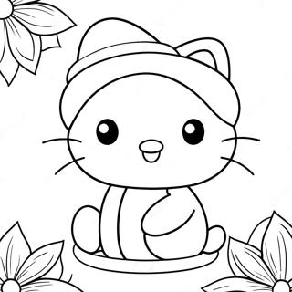 Festive Hello Kitty With Santa Hat Coloring Page 23764-19239