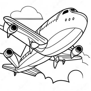 747 Airplane Flying High Coloring Page 23784-19253