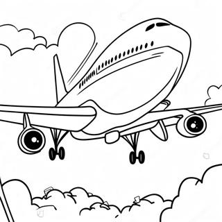 747 Airplane Flying High Coloring Page 23784-19254