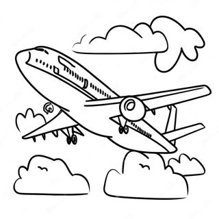 747 Airplane Flying High Coloring Page 23784-19255