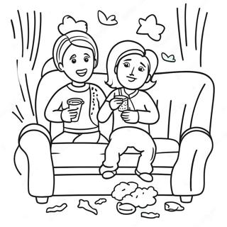 Cozy Movie Night Scene Coloring Page 23884-19335