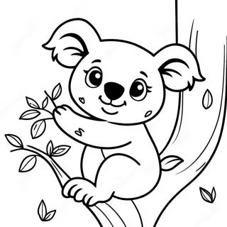 Cute Koala Climbing A Tree Coloring Page 23894-19342