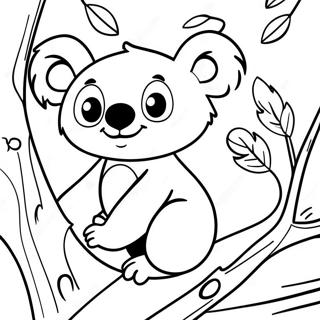 Cute Koala Climbing A Tree Coloring Page 23894-19344