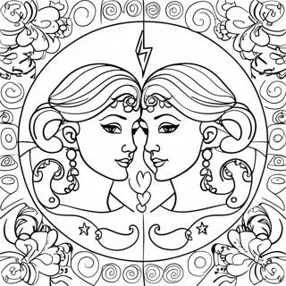 Gemini Zodiac Sign Coloring Page 23943-19374