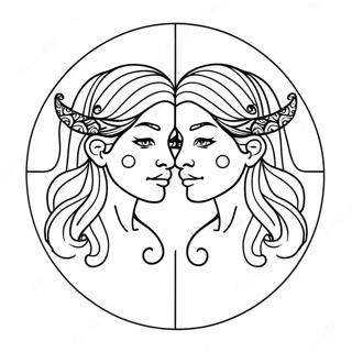 Gemini Zodiac Sign Coloring Page 23943-19375