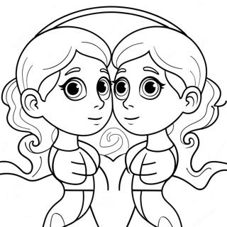 Gemini Twins Playing Together Coloring Page 23944-19377