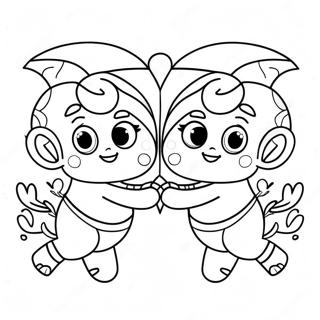 Gemini Twins Playing Together Coloring Page 23944-19380