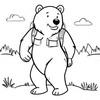 Grizzly Bear With A Backpack Coloring Page 23964-19397